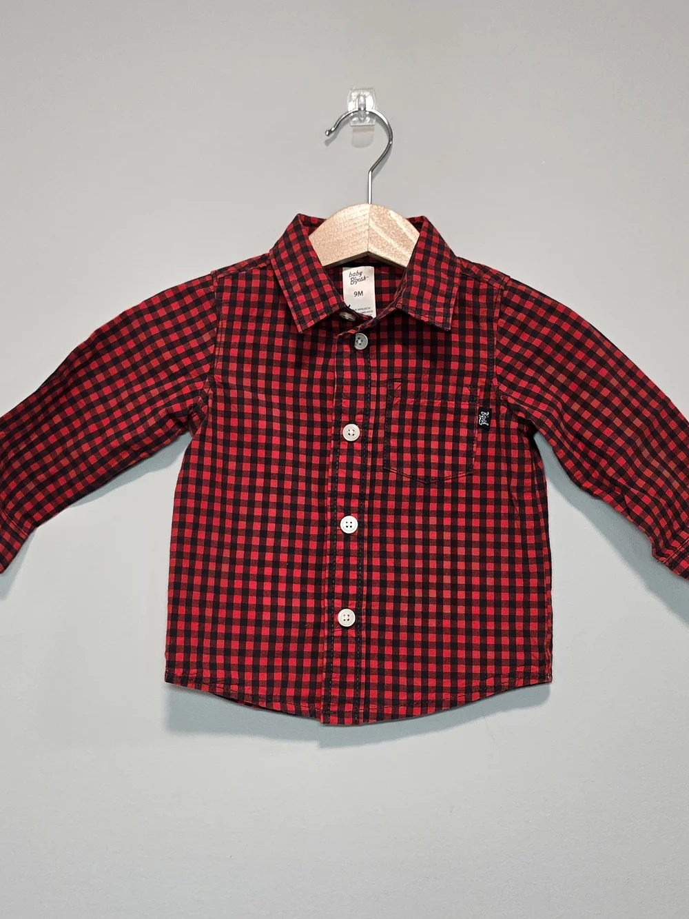 OshKosh B'gosh Red and Black Plaid Button-Down Shirt Fall Style